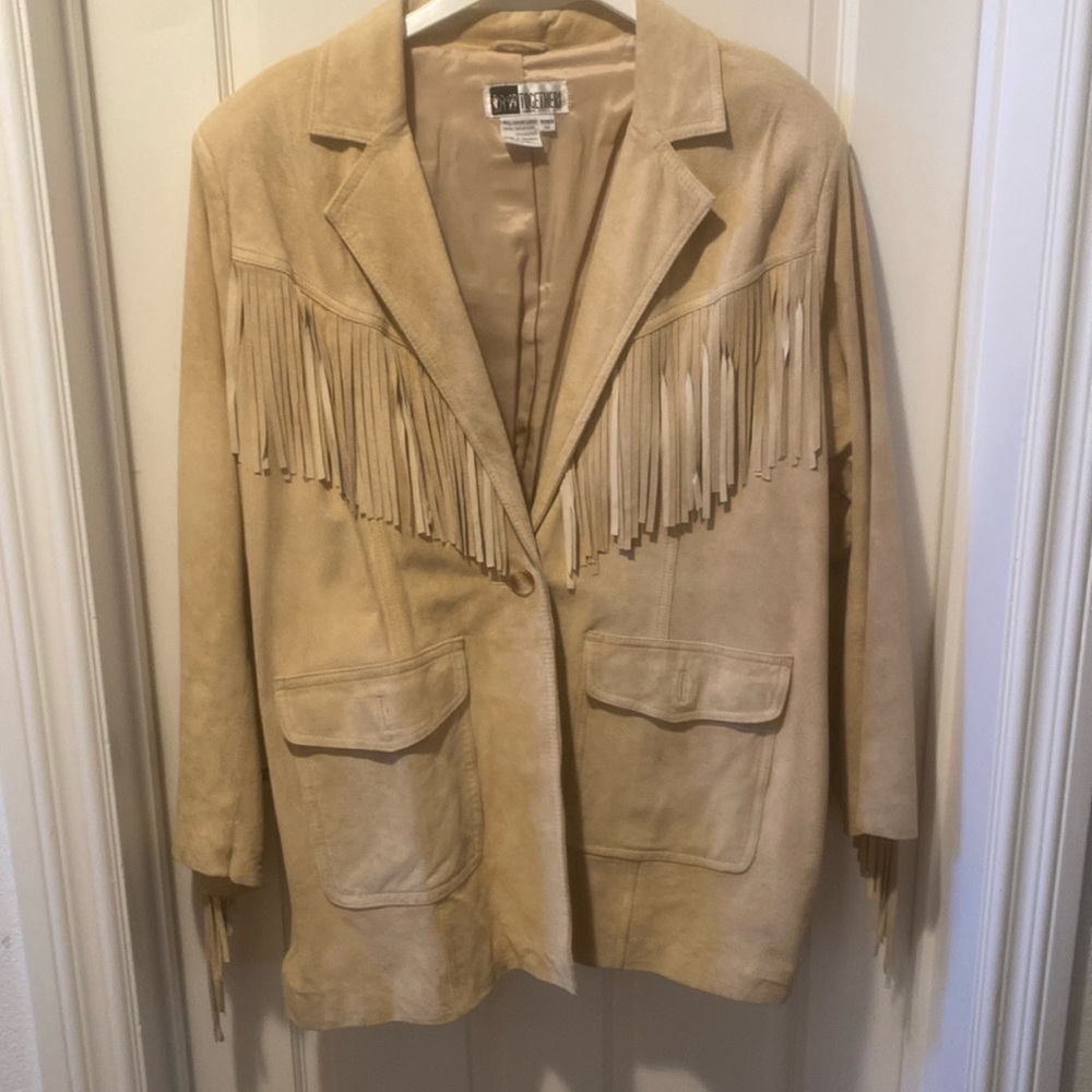 Suede fringed blazer